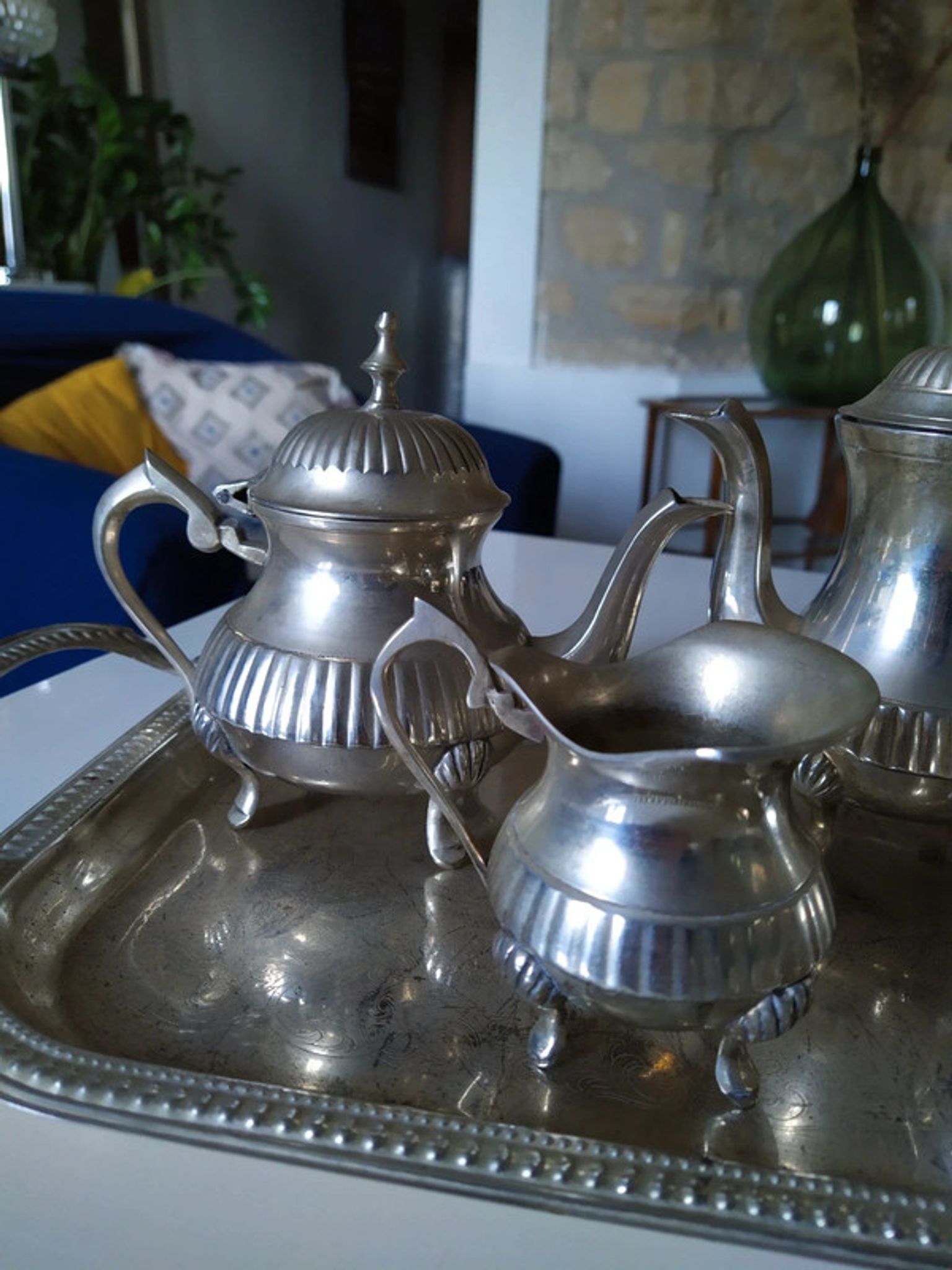 Silver metal coffee set