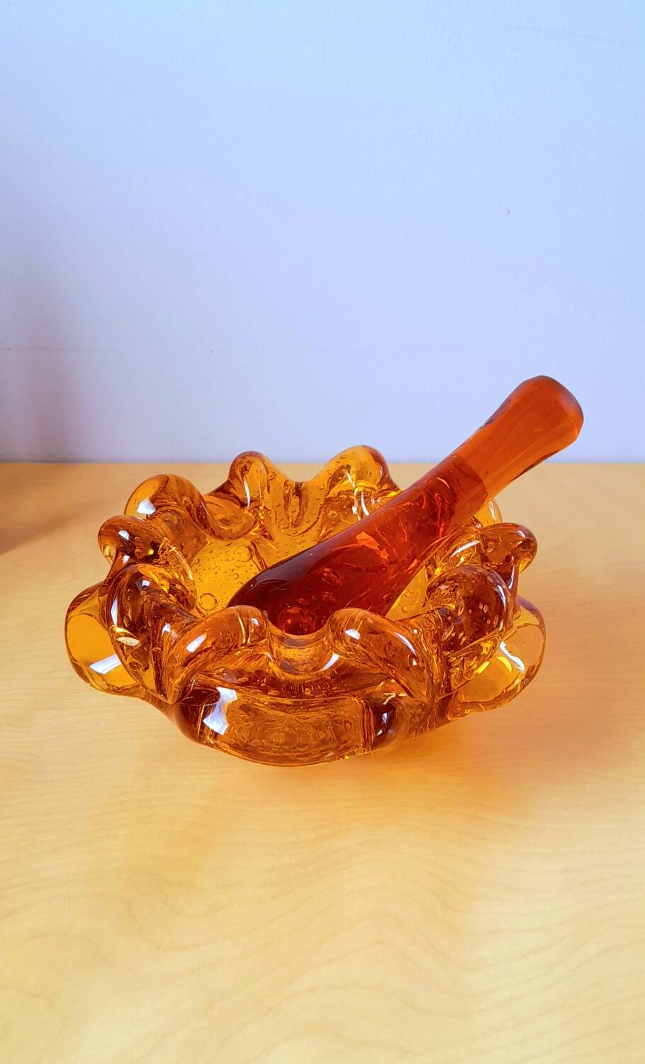 Murano amber glass ashtray 70s