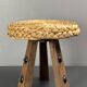 Midcentury braided rope tripod stool in the style of Audoux & Minet, 1950s