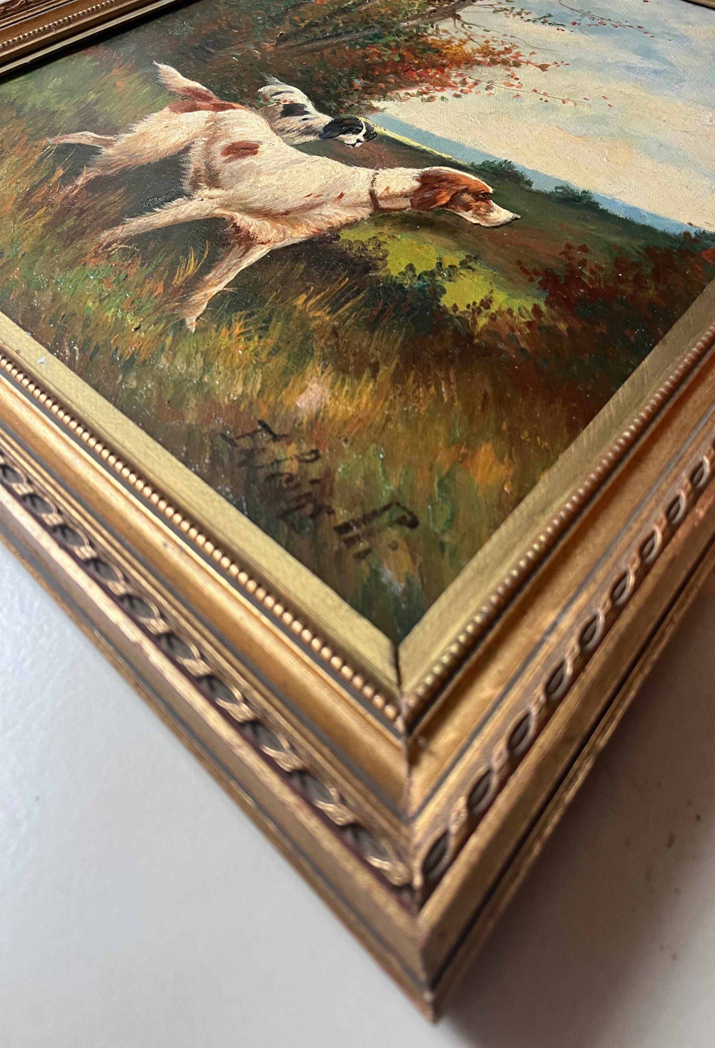 HST painting Marcel Falcinelli (1900-1980) "Dog on the lookout" + frame