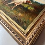 Tableau HST Marcel Falcinelli (1900-1980) "Chien à l'affut" + cadre