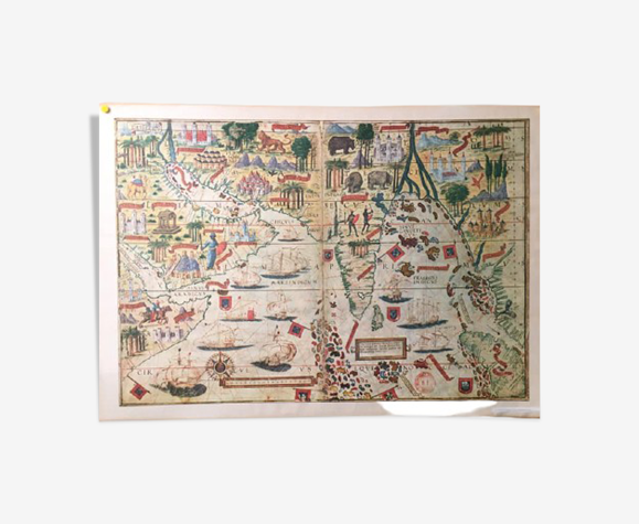 Carte Atlas Miller sur papier entoilé