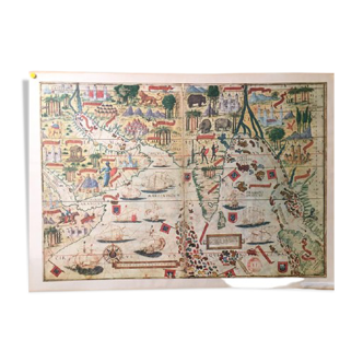 Carte Atlas Miller sur papier entoilé