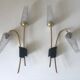 Pair of vintage brass double wall light design 60 years