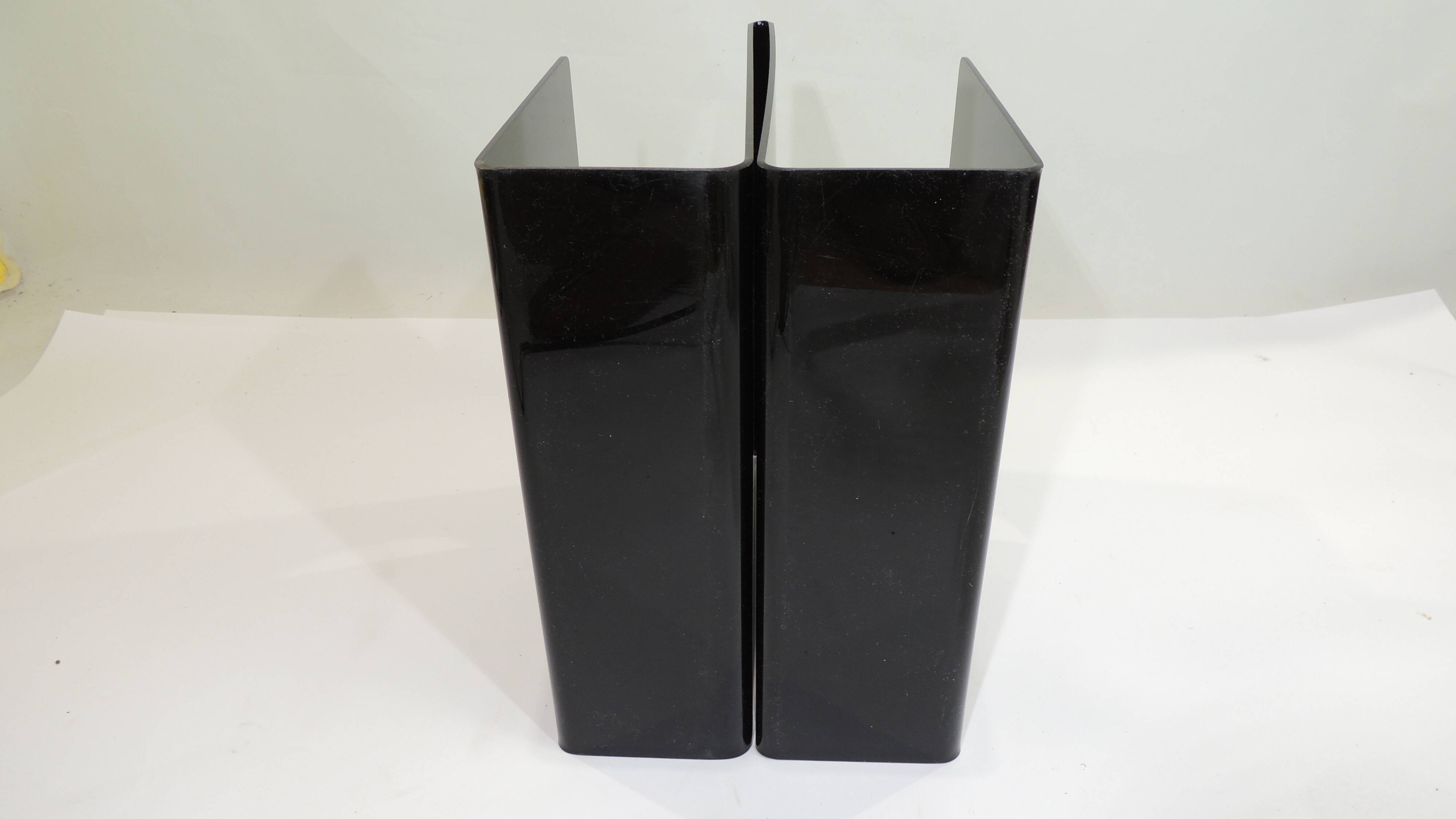 Black plexiglass magazine rack / vintage / 1980s