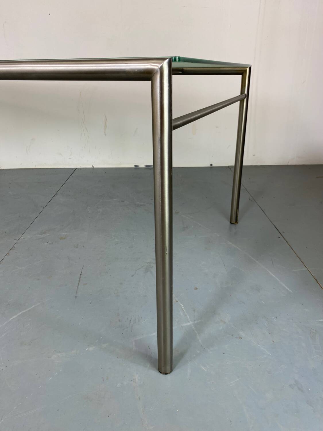 Modernist Italian Stainless Steel and Glass Dining Table, 1980s