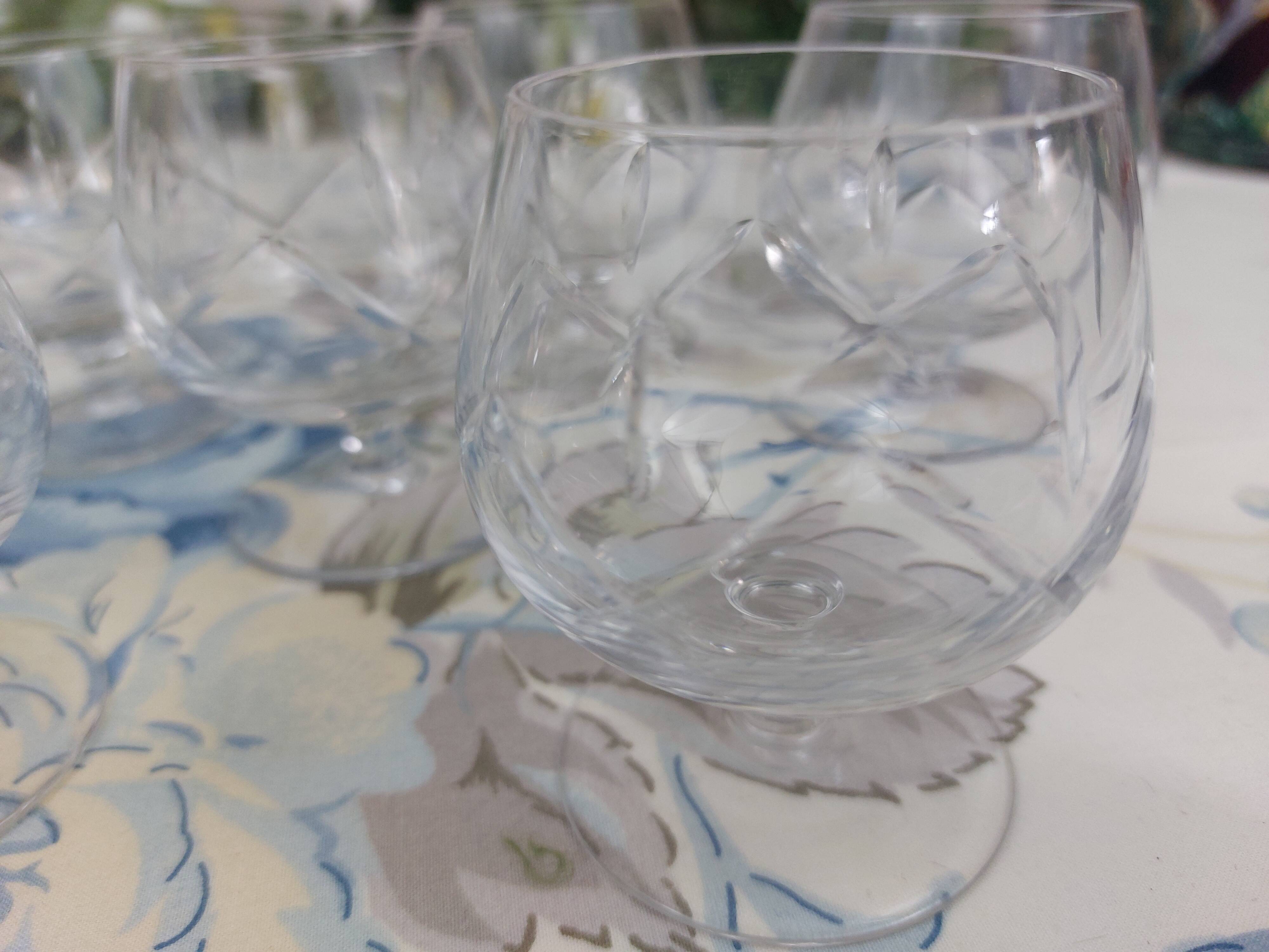 Vintage 8 glasses set with cognac