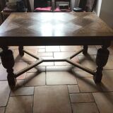 Table  marquetée ,2 rallonges Henri II