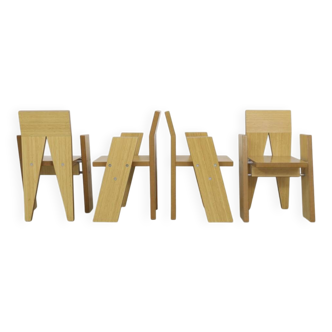 Chaise architecturale 4x, pièce unique de l'architecte néerlandais Kees Doornenbal, années 1990