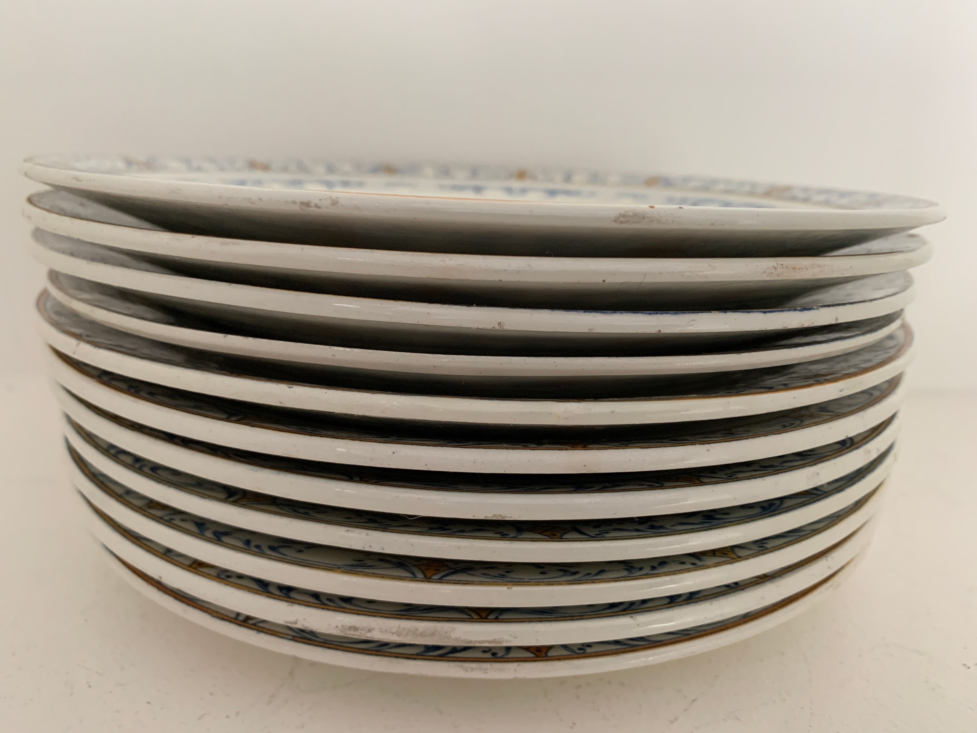 11 old Creil and Montereau dessert plates, Colbert service