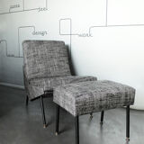 Armchair and ottoman designed by Paul Geoffroy, Airborne, France, 1960