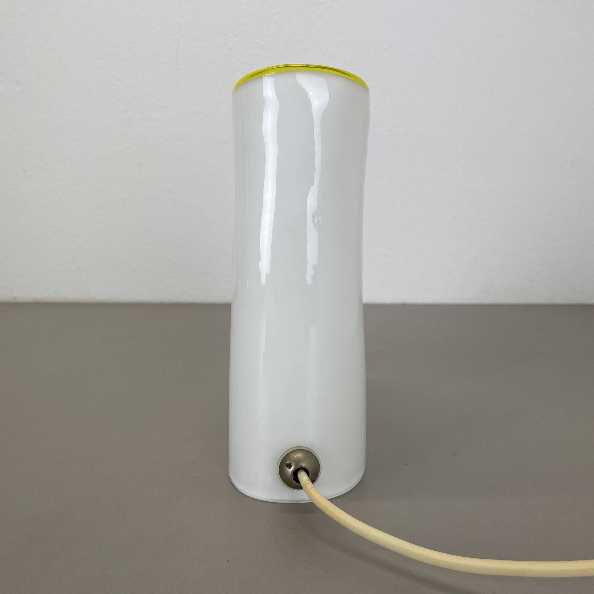 Minimalist White and Yellow Murano Glass Table Lamp by De Majo, Italy 1970s