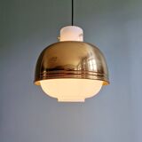 Pendant lamp in opaline and brass, Glassshütte Limburg, 1970s