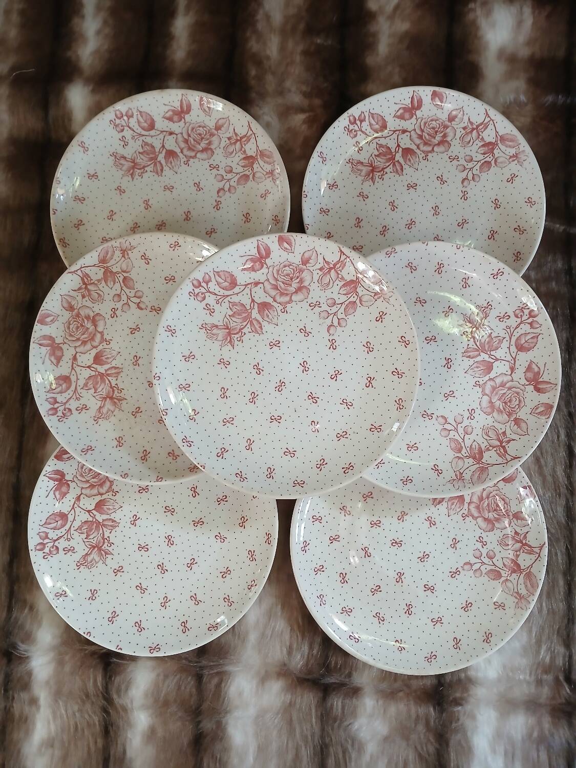 7 antique dessert plates Gien