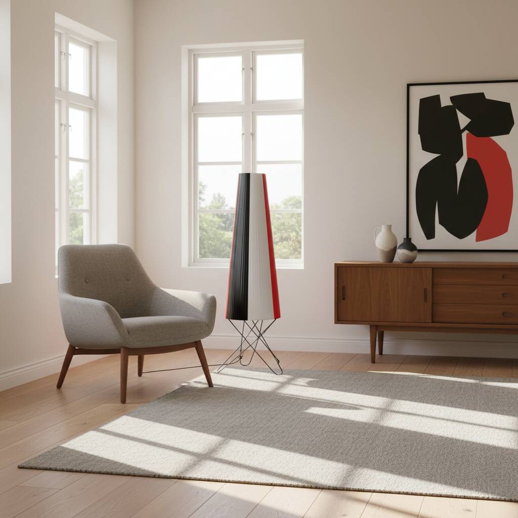 Swedish Space-Age Floor Lamp in Red, White & Black Plastic, 1950s–60s