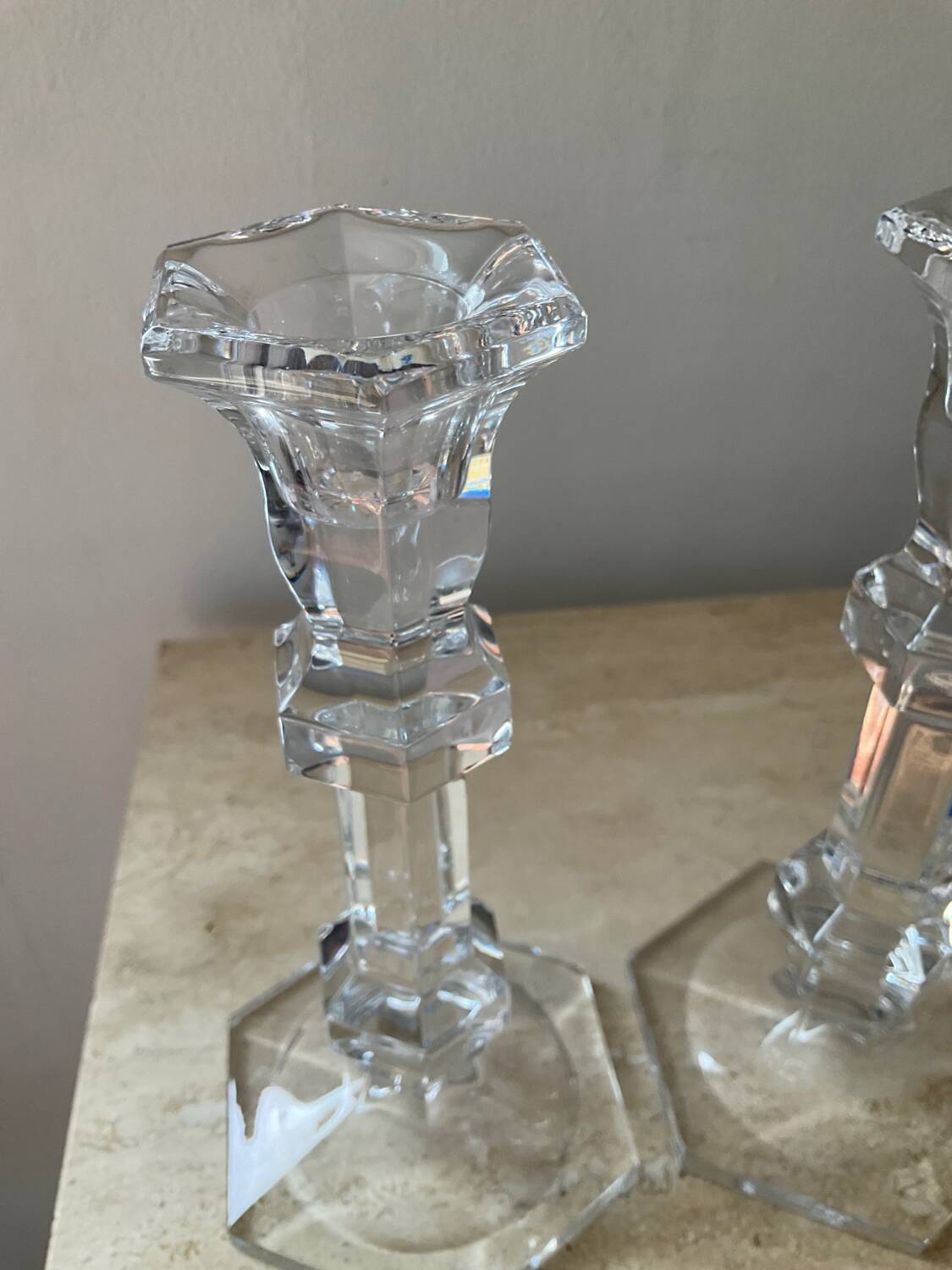 Pair of crystal candlesticks