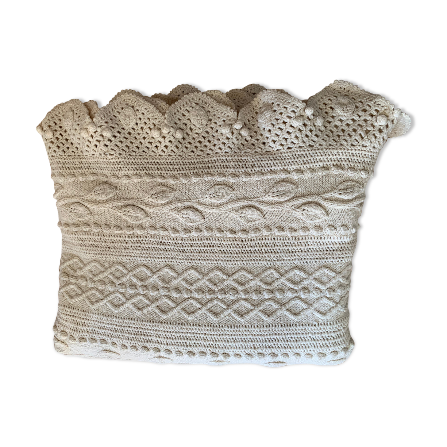 Old hand-knitted wool bed cover