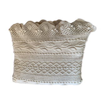 Old hand-knitted wool bed cover