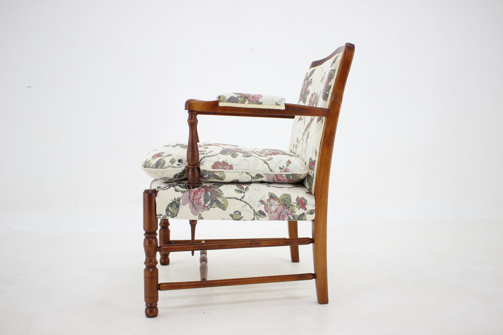 1940s Antique Beech Armchair in Gobelin Fabric,Czechoslovakia