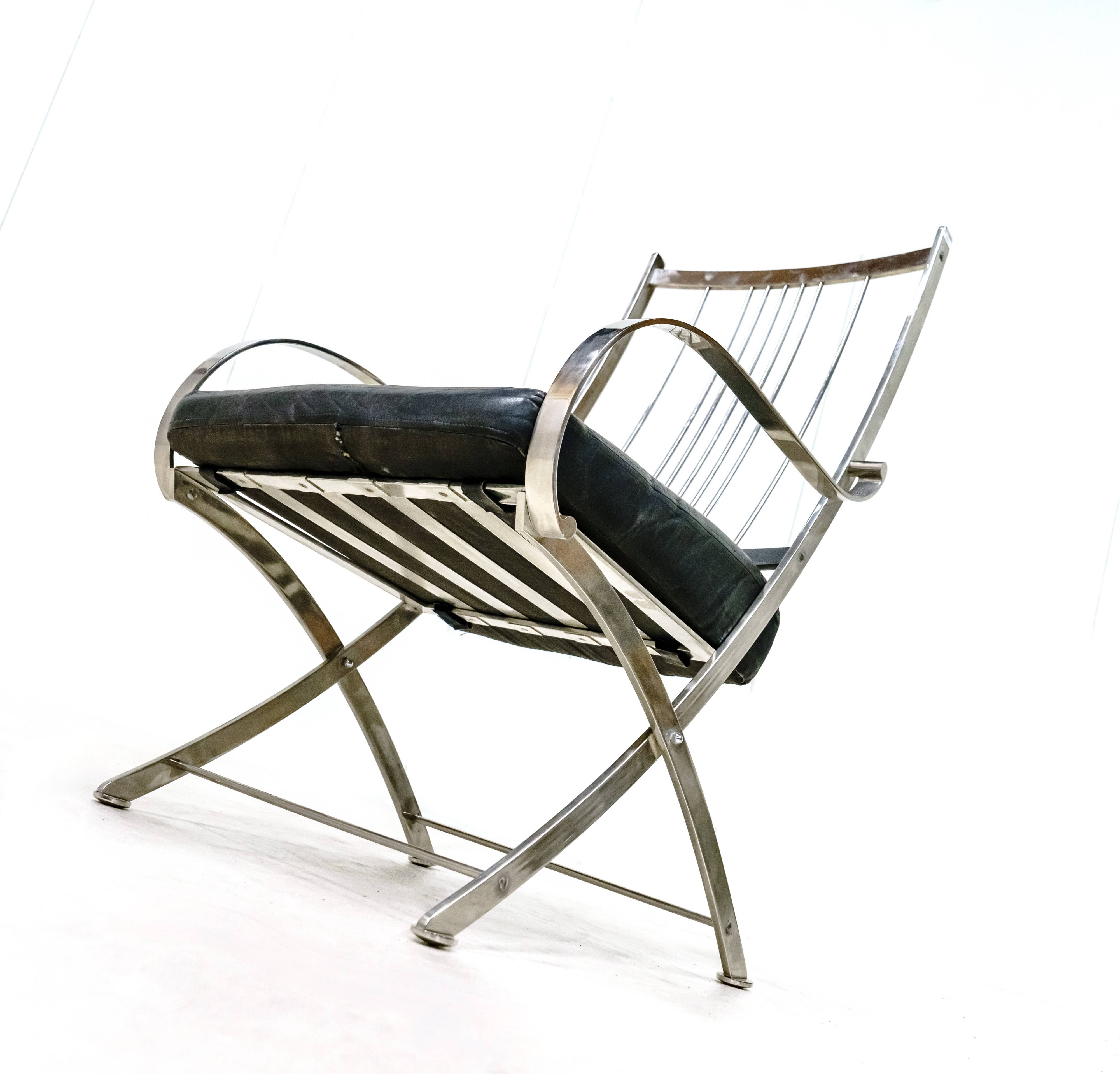 Henri Pouenat chair and "Schneider" ottoman