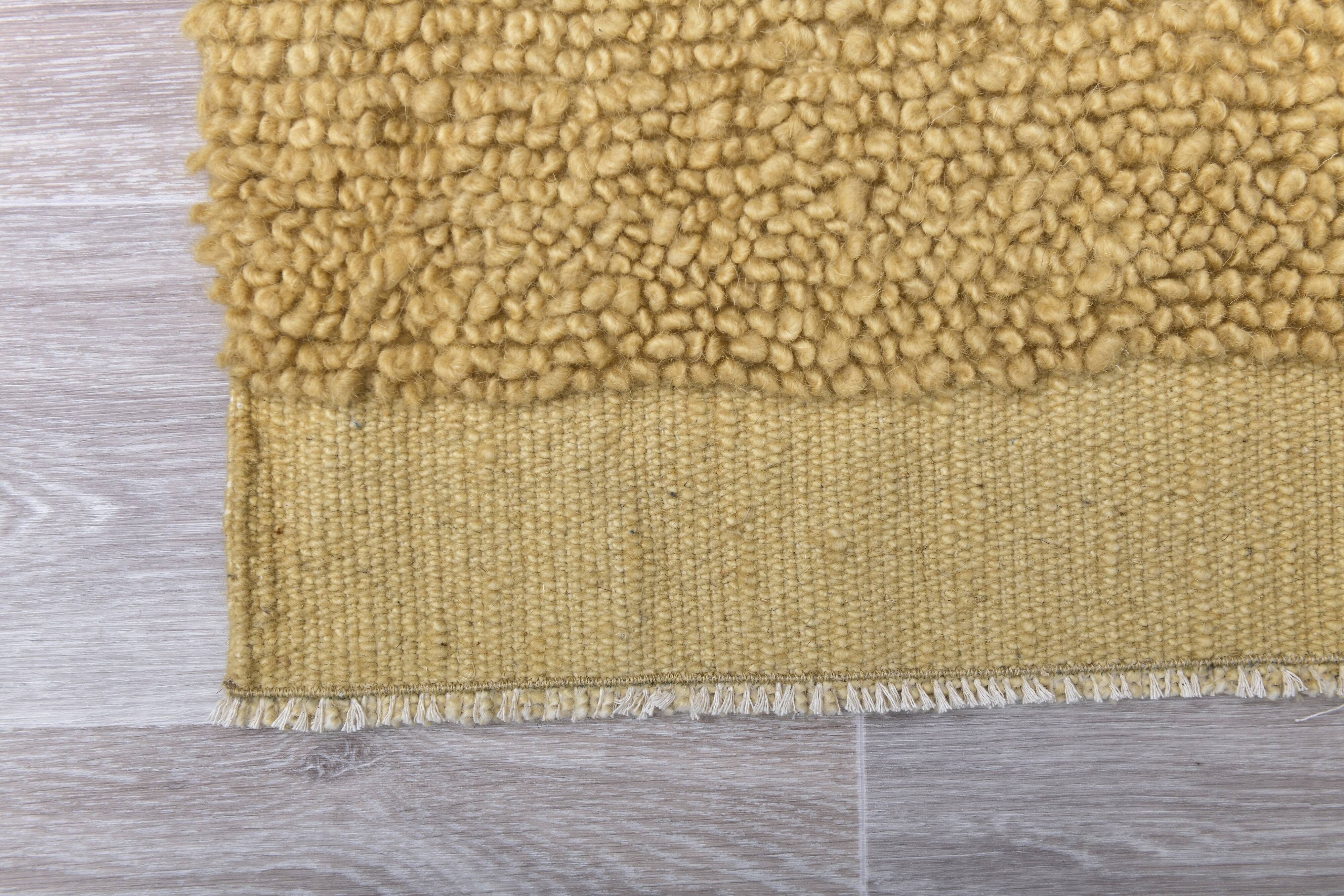 Mustard Moroccan Wool Berber Rug 133x211Cm