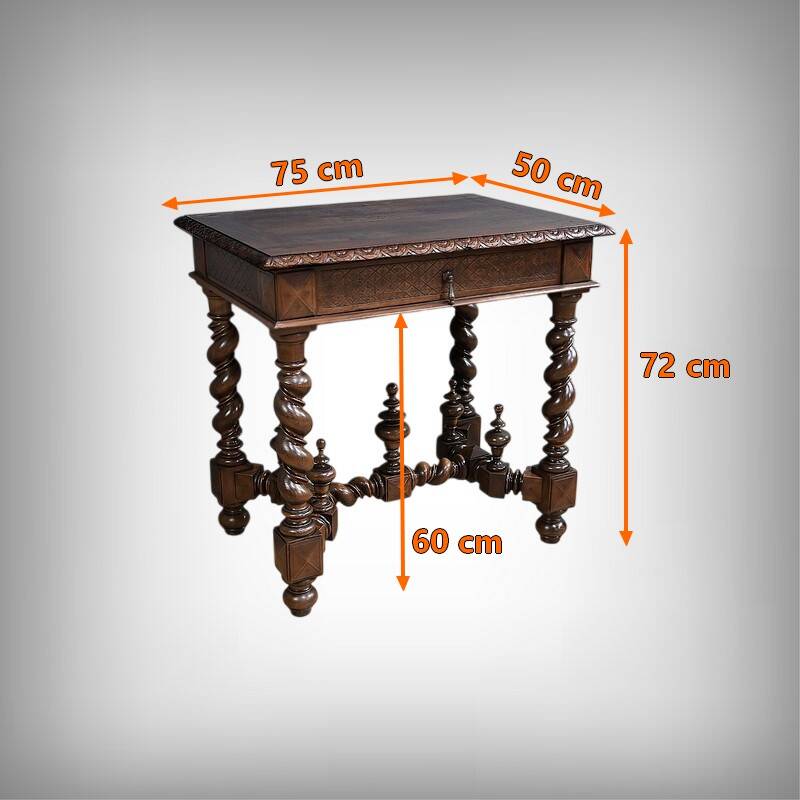 Small Oak Desk Table, Louis XIII Style – Mid-19th Century