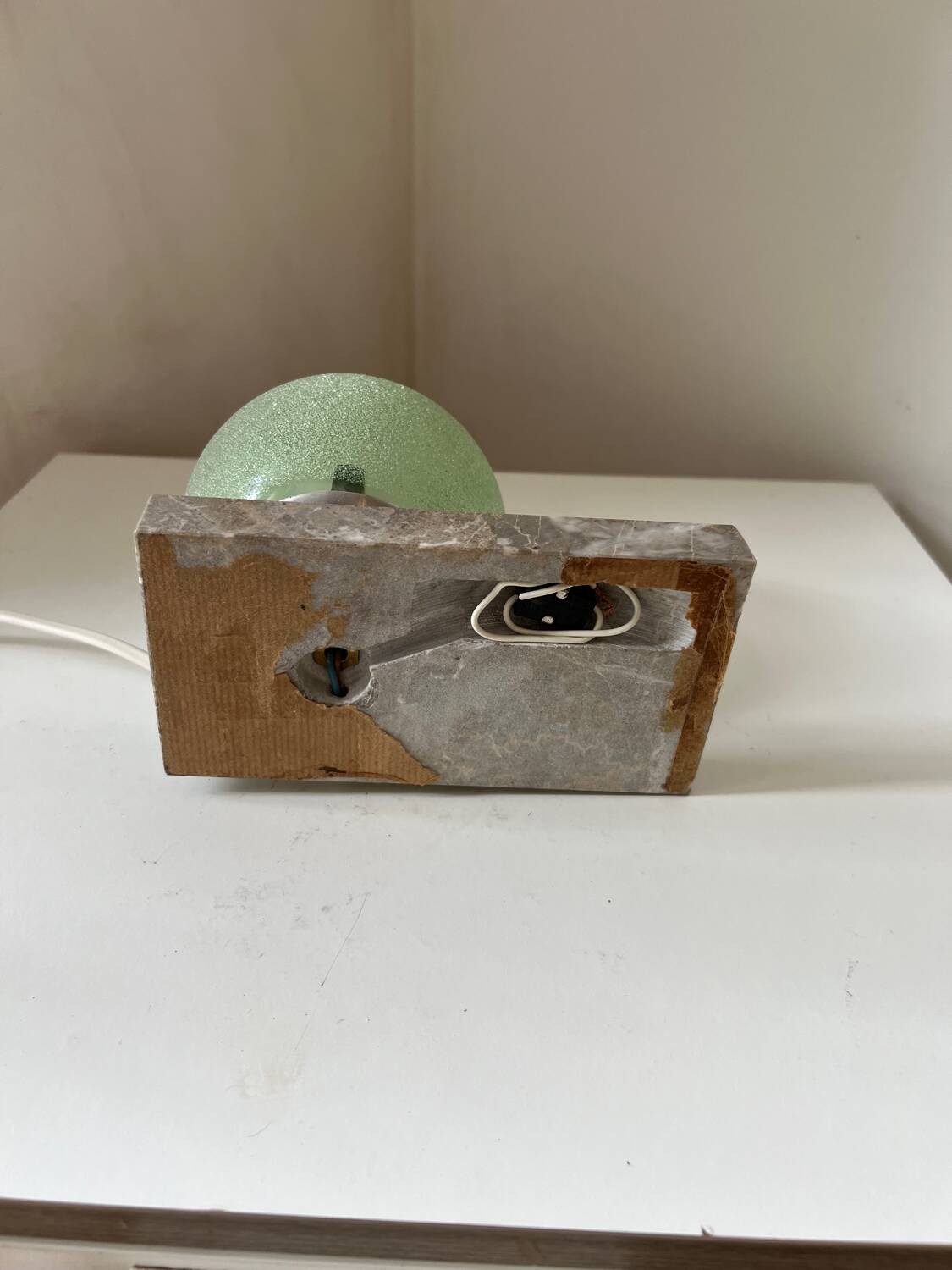Art Deco marble granite glass globe ball table lamp