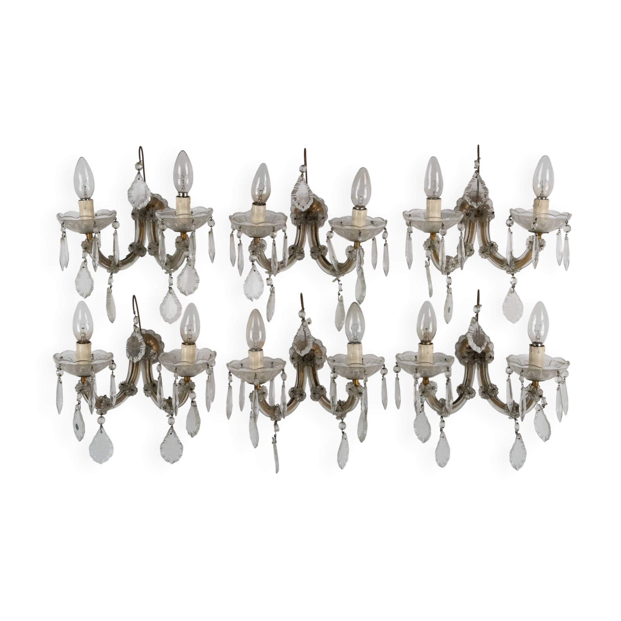 Set of six Maria Teresa sconces. Italy 1940s