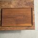 Rectangular solid teak tray with carved edges 40x25