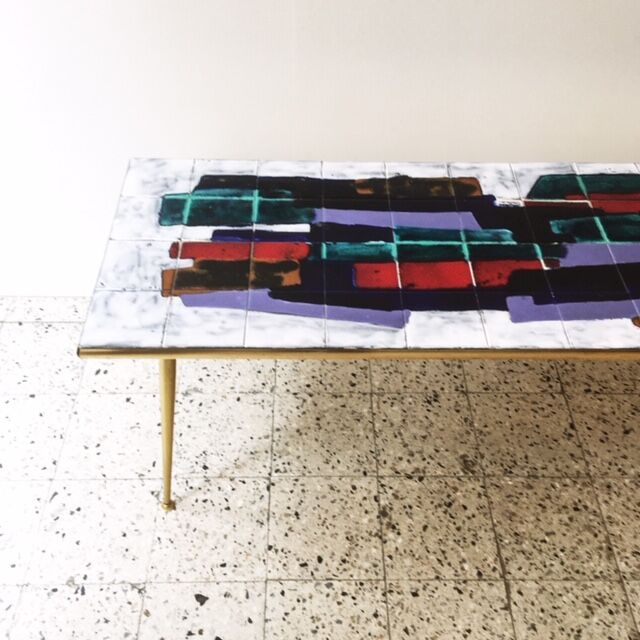 coffee table with ceramic tiles, 60s
