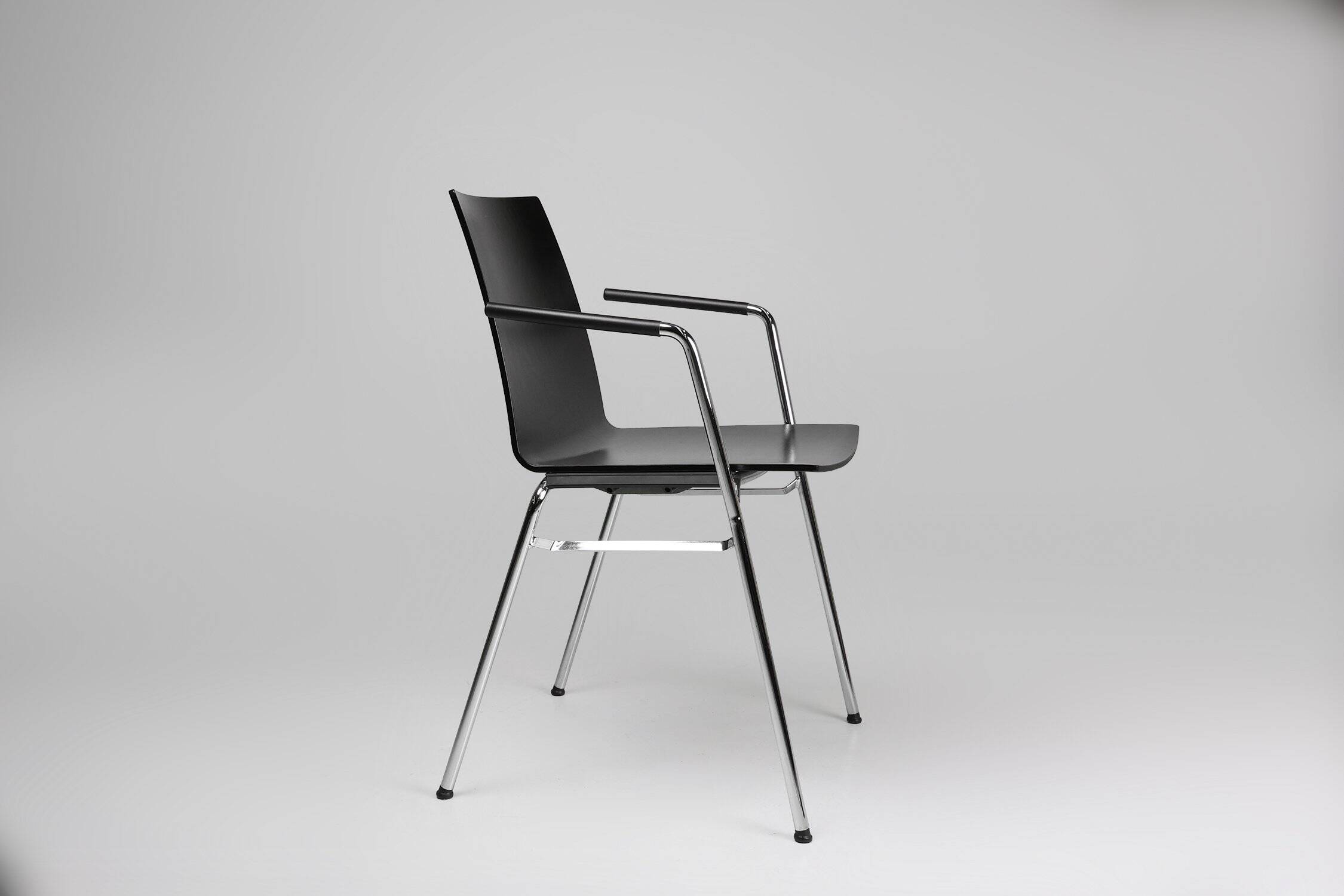 Mid-Century Modern Black Chair in with Armrests, Belgium
