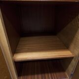 French wardrobe with tapered legs, 3 doors, 1 mirror (27*130), and 1 drawer.