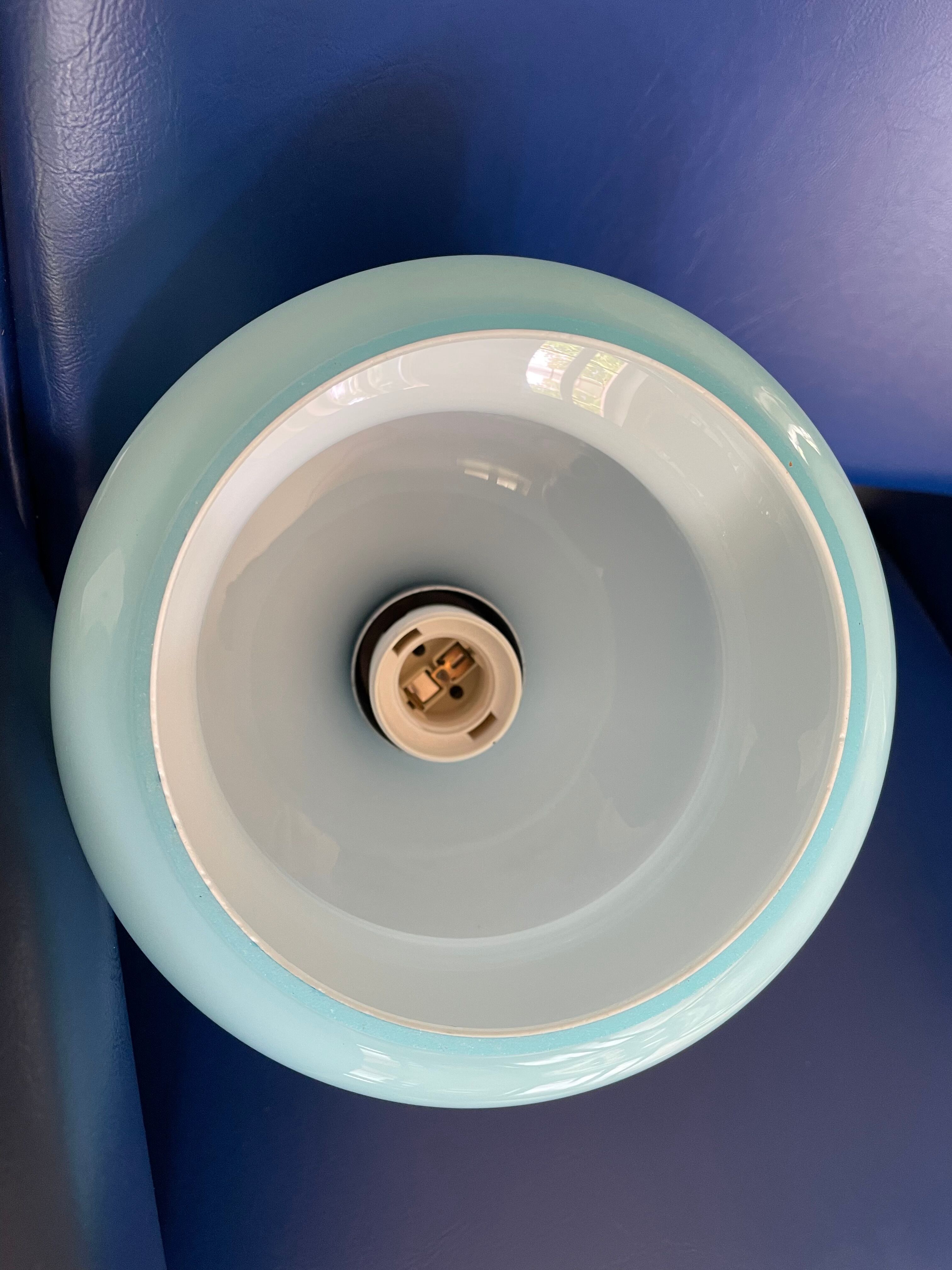 Vintage pendant lamp in blue opaline
