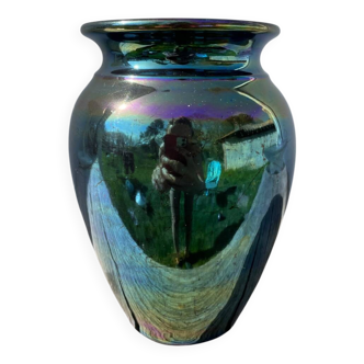 Vase en céramique irisé vintage