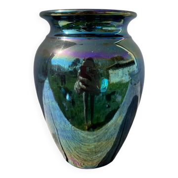 Vintage iridescent ceramic vase