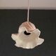 Suspension ancienne en verre peint rose et blanc, suspension française -livrée avec douille et cable
