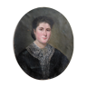 Old oval portrait of a woman, Painting on canvas of the 19th century