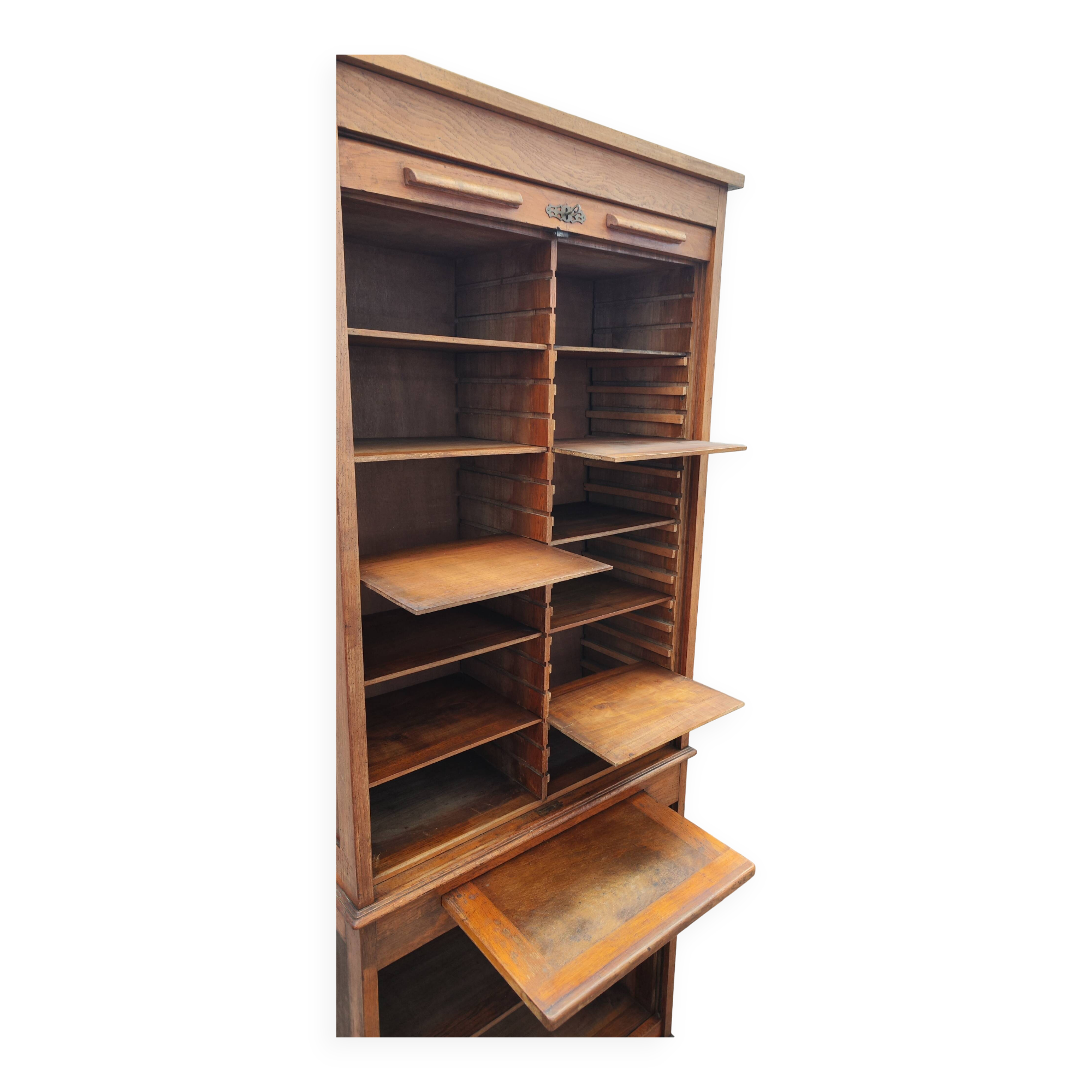 Old oak curtain filing cabinet