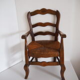 Children's armchair in solid wood with its mulched seat