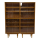 Library or display cabinet with 4 modules in light oak, France around 1960.