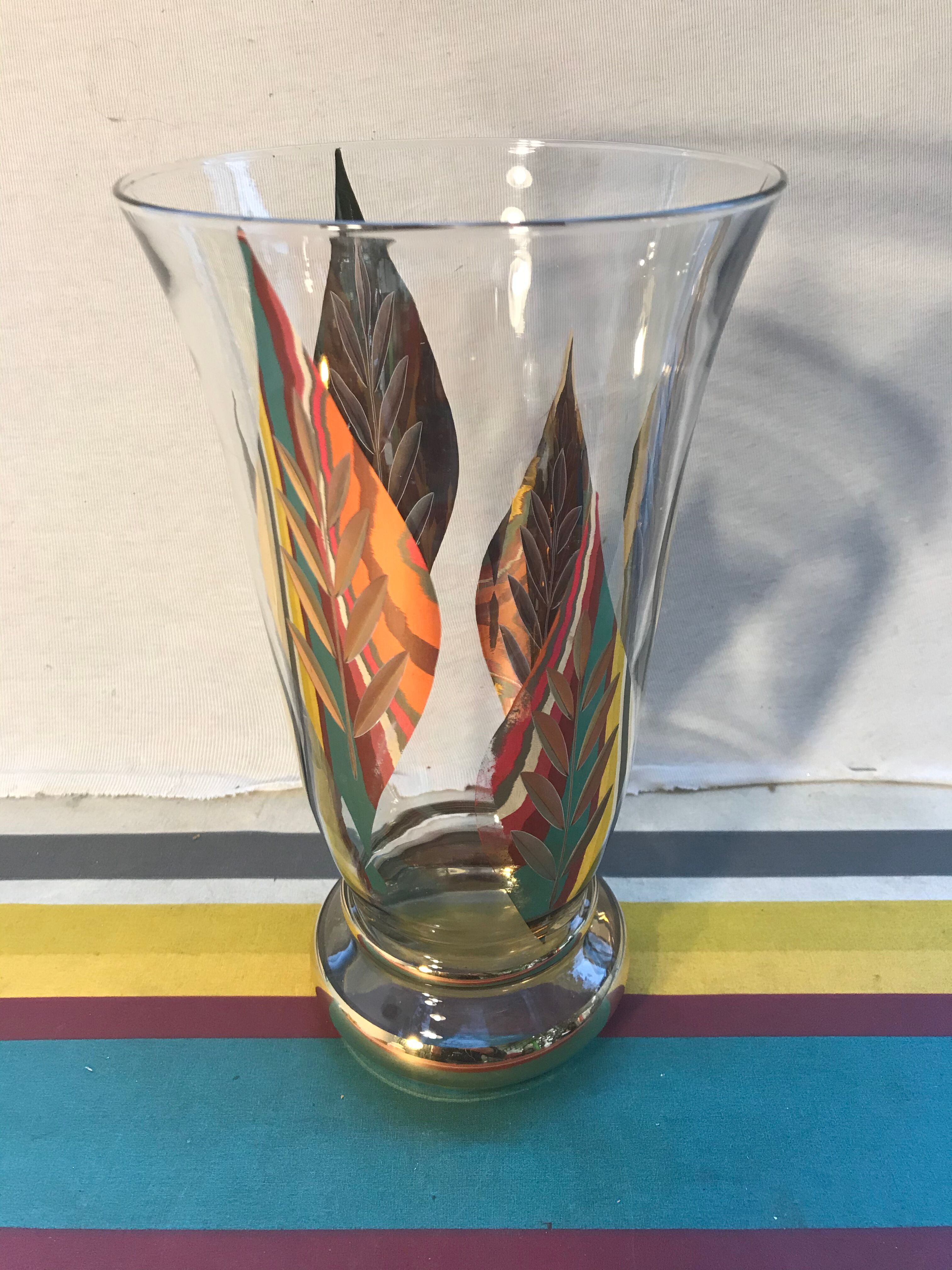 Old FAINS Glassware Vase From BOOM Decor Decelede Dilly Gold Belgium Vintage