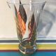 Vase ancien fains verrerie de boom décor feuillages ciselé doré belgique vintage