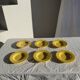 Set of 6 vintage yellow deep plates D22.5 H3.5