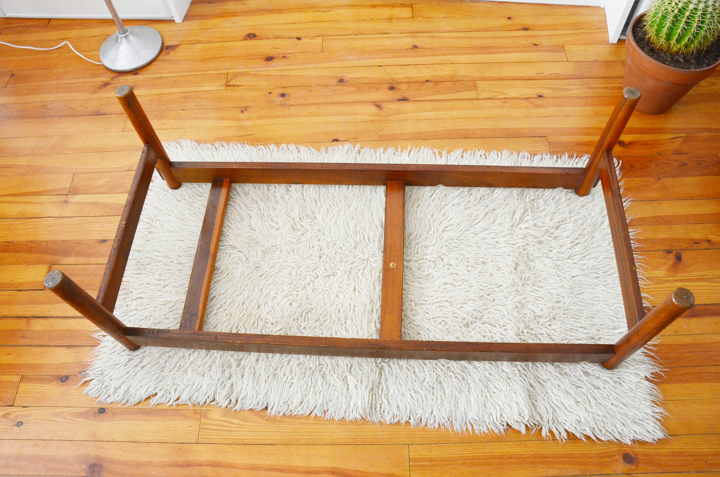 Dujo cuba coffee table in green marble and rosewood 70s