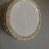 White stamped glazed earthenware pottery planter