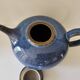 Teapot and milk jug set in glazed ceramic (cobalt blue) design