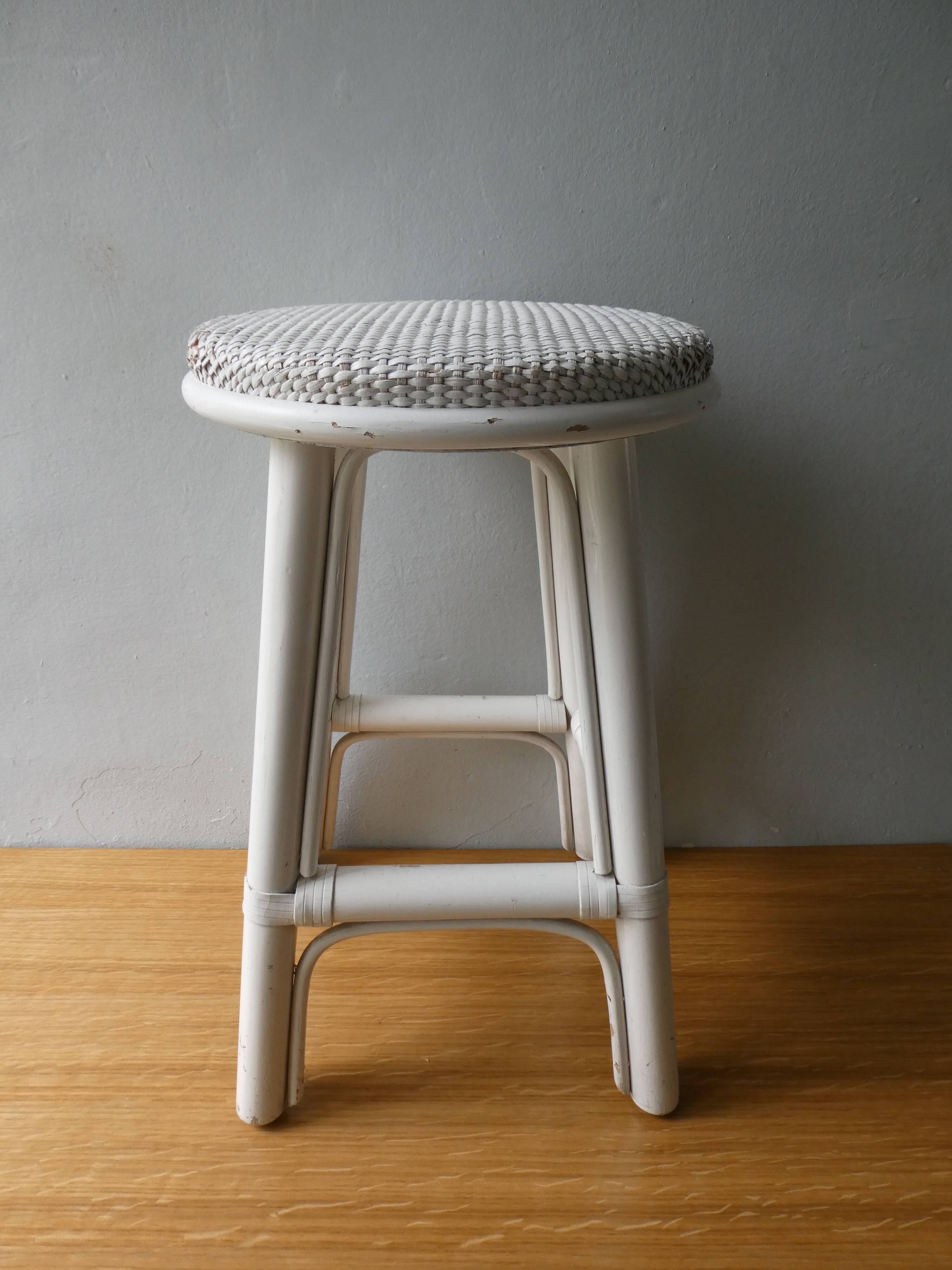 White rattan stool