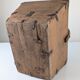 Antique wooden log basket with wrought iron fittings, Wabi-Sabi, 19th century