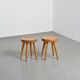 Pair of pine stools by René Martin, France, circa 1965