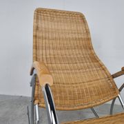 Vintage chrome and wicker rocking chair, 1970s